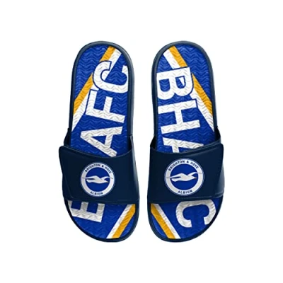 Image of FOCO Brighton &amp; Hove Albion FC EPL Football Premier League Championship Mens Size 12/13 Pool Shower Sliders