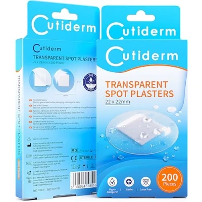 Image of Cutiderm Transparent Small Round Spot Plasters 22 x 22mm 200 Per Box