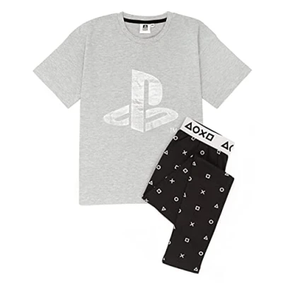Image of PlayStation Pyjamas Girls T Shirt With Cycle Shorts OR Trousers Sporty Gamer PJs 13 14 Years