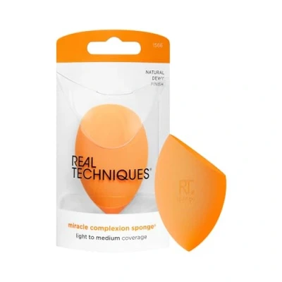 Image of Real Techniques Miracle Complexion Sponge, Makeup Blending For Liquid and Cream Foundation, Offers Light To Medium Coverage, Natural, Dewy Makeup, Orange Latex Free Foam, 1 Count