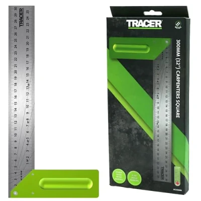Image of TRACER Carpenters Square 300mm (12 Inch). Carpentry Marking Tool. Try with 2 sets of angle lines