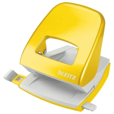 Image of Leitz Hole Punch, 30 Sheets, Guide Bar with Format Markings, Metal, NeXXt Range, 50082016 Yellow