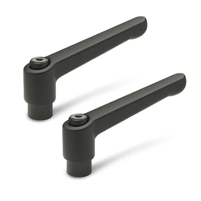 Image of Ganter Standard Elements Adjustable Clamping Levers with Threaded Bush GN 300 Bushing Burnished Steel Handle Zinc Pressure Die Casting Black Plastic Coated, Black, 30 M6 SW