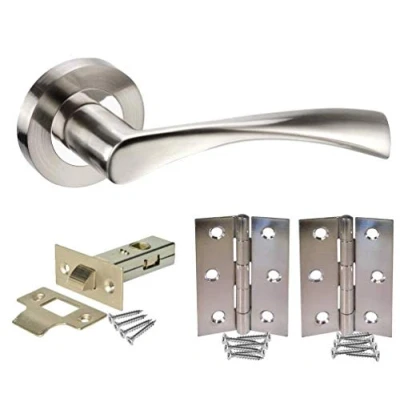 Image of Jiyo.Outdoor 4 Sets of Astrid Twist Design Modern Chrome Door Handles on Rose with Duo Finish Lever Latch Pack