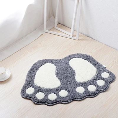 Image of ele ELEOPTION Non Slip Bath Mat, Fast Dry Bathroom kitchen Mats Lovely Feet Patterned Soft Comfortable Water Absorbent Stylish Backing for Bedroom, Kitchen, Hallway, Doorway, 60x40CM, Gray