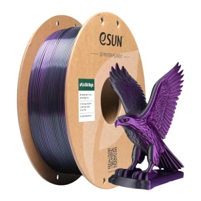 Image of eSUN Silk Dual Color PLA Filament 1.75mm, Co Extrusion Magic 3D Printing Filament, Gradient Changing 1KG Spool (2.2 LBS) for Printers, Black Purple
