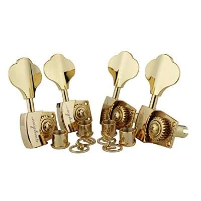 Image of Guyker Bass Tuners (4 for Right) 1:26 Ratio Open Gear Tuning Key Pegs Machine Head Replacement Electric Jazz Guitar or Precision Instruments Gold