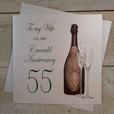 Image of White Cotton Cards A55W&quot;to My Wife On Our Emerald Anniversary 55&quot; Handmade 55Th Card
