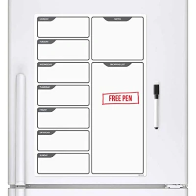Image of CKB LTD® Fridge Board Magnetic With Marker White &amp; Pen Drywipe Magnet Whiteboard Kitchen Memo Notice Large Daily Planner