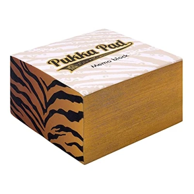 Image of Pukka Pad, Wild Memo Block 500 Sheets of White 70GSM Note Paper 80 x 80mm, Animal Printed Edges, Pack 2