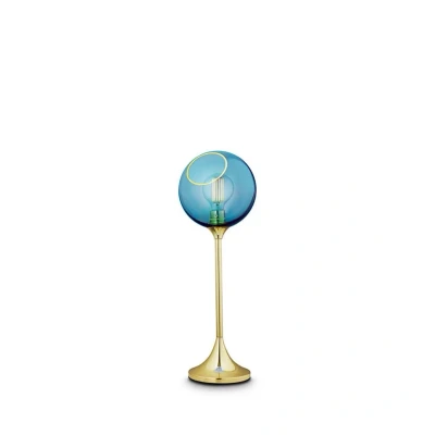 Image of DESIGN BY US Ballroom table lamp, blue, glass, hand blown, dimmable