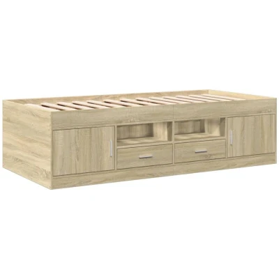 Image of vidaXL Daybed with Drawers without Mattress Sonoma Oak 90x190 cm Single
