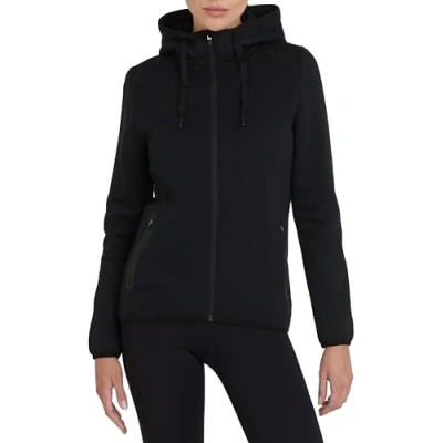 Image of TCA Womens Revolution Tech Workout Thermal Running Hoodie Jacket with Zip Pockets and Thumbholes Black Marl, M