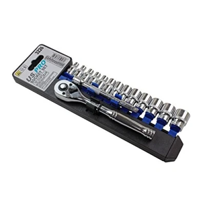 Image of US PRO 15pc 1/4&quot; Drive CRV Ratchet Socket &amp; Extension Set Shallow Sockets 4mm 14mm 3226