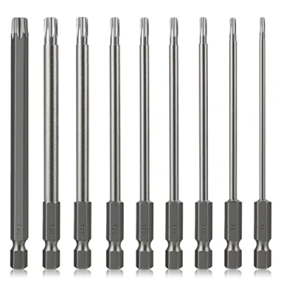 Image of Torx Bit Set Hakkin 9Pcs 100mm Security Screwdriver Bits S2 Steel 1/4 Hex Shank Magnetic Tamper Proof T6 T8 T10 T15 T20 T25 T27 T30 T40 for Impact Driver