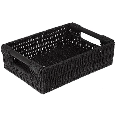 Image of Woodluv Storage Baskets, Boxes Hamper Basket, Baskets for Shelves, Black, Medium