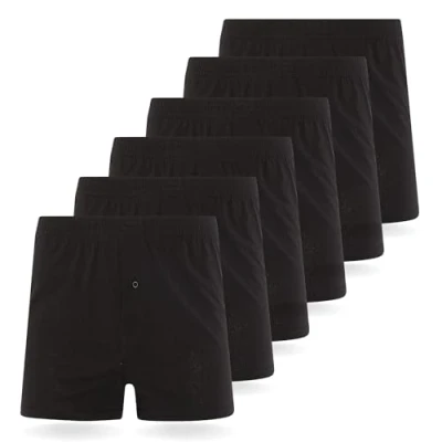 Image of FM London Men&#039;s Loose Fit Comfort Boxer Shorts (6 Pack), Black, S
