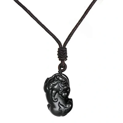 Image of Thajaling Pixiu Pi Yao Black Obsidian Pendant Feng shui Amulet Talisman Wealth Lucky Necklace
