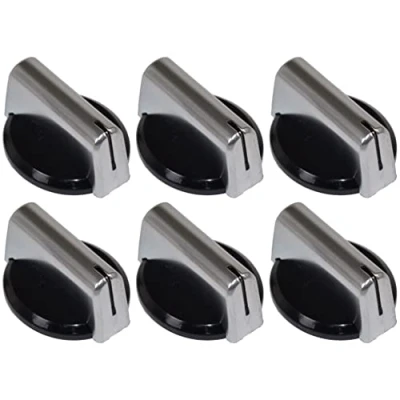 Image of Ufixt Baumatic Compatible Replacement Black Silver Oven Cooker Hob Control Knob Pack of 6