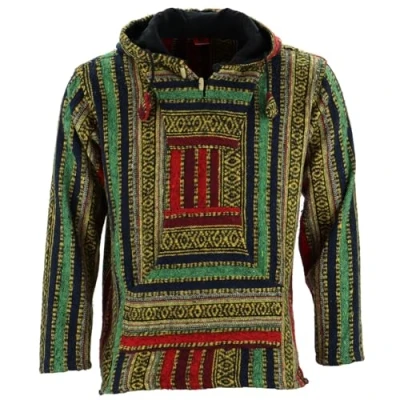 Image of LOUDelephant Brushed Cotton Baja Hoodie Red, Green &amp; Navy (XX Large)