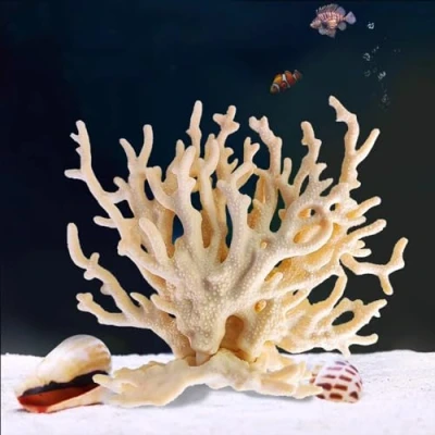 Image of GeRRiT Artificial Aquarium Coral Ornament Plastic Fish Tank Plants Decoration for Landscape，Aquarium Cave, Resin (Beige Tree), ZY 1429
