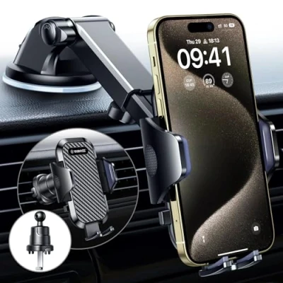 Image of VANMASS 2025 BEST Car Phone Holder [Upgraded Suction &amp; Clip]Rotatable Universal Mobile Mount Dashboard Windscreen Vent Cradle Van Automobile Accessories for iPhone 16 Pro Max 15 14 13 12 Samsung