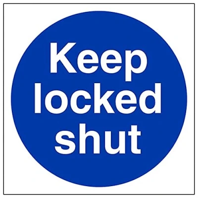 Image of V Safety Eco Friendly Fire Door &amp; Mandatory Keep Locked Shut 200 X 200mm