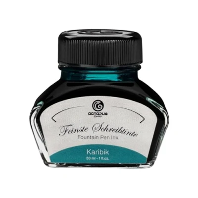 Image of Octopus Fluids Fountain pen Ink in glass,Writing for pen, Caribbean 30ml, inkpot, Calligraphy