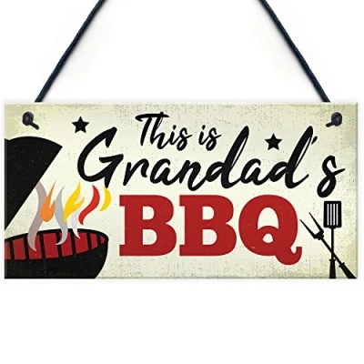 Image of RED OCEAN Grandad&#039;s BBQ Hanging Garden Sign Summer House Bar Man Cave Shed Plaque Gitfs For Men