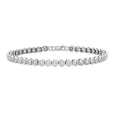 Image of Tuscany Silver Women&#039;s Sterling 3 mm Round White Cubic Zirconia 4 Tennis Bracelet of Length 18 cm/7 Inch