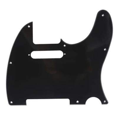 Image of Musiclily 8 Hole Tele Pickguard Scratch Plate for Fender USA/Mexican Standard Telecaster Modern Style Electric Guitar, 1Ply Black