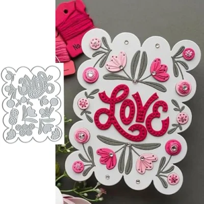 Image of Christmas Flower Frame Metal Die Cuts,Square Leaf Cutting Dies Cut Stencils for DIY Scrapbooking Album Decorative Embossing Paper Card Making