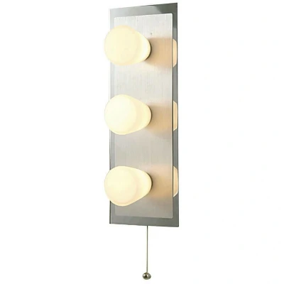 Image of IP44 Cone Wall Lamp Pull Cord Switch 3 Light G9 Polished Chrome &amp; Aluminium