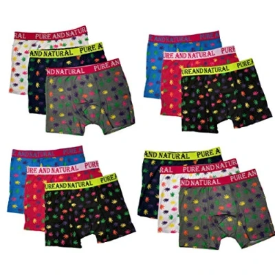 Image of Pack of 3 Men Leaf Boxer Shorts Pants Briefs Underwear 95% Cotton Boxers S M L XL 2XL (S) Multicoloured