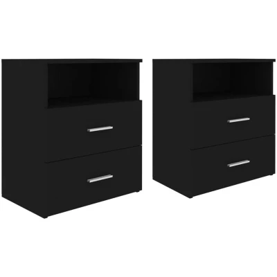 Image of vidaXL Bed Cabinets 2 pcs Black 50x32x60 cm