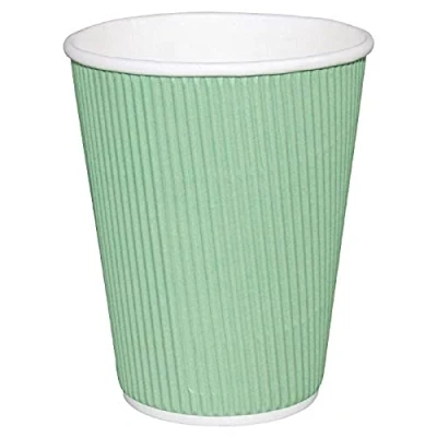 Image of 500x Fiesta Hot Cup Ripple Wall Aqua 12oz Disposable Take Away Travel