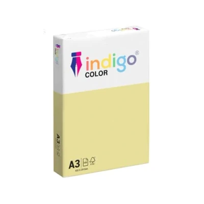 Image of indigo A3 Multipurpose 80gsm Coloured Paper Ream of 500 Sheets (Light Pastel Yellow)