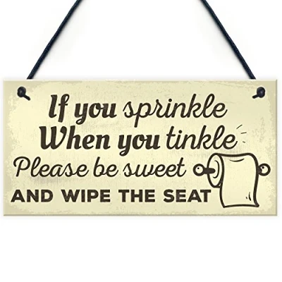 Image of RED OCEAN Funny Toilet Bathroom Sign For Door Hanging Plaque House Friendship Vintage Wall Gift