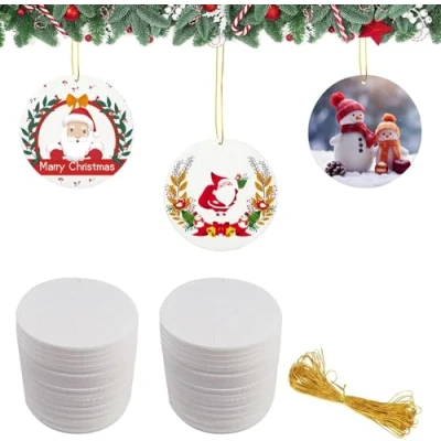 Image of Sublimation Ornament Blanks，Christmas Ornaments Christmas Blanks for Tree Decor Blank Ornaments，DIY Handmade Crafts (50pcs)