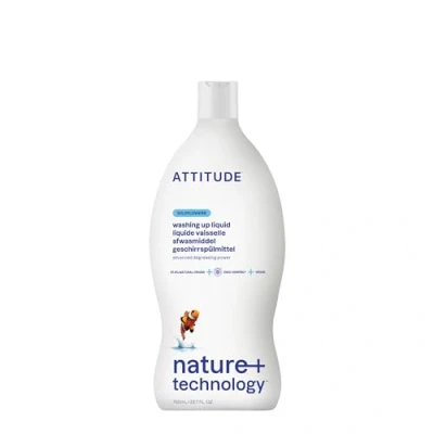Image of ATTITUDE Washing up Liquid, EWG Verified, Advanced Degreasing Power, Plant and Mineral Based Ingredients, Vegan, Wildflowers, 700 mL