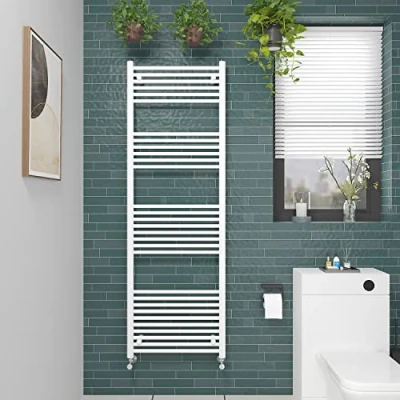 Image of NRG Straight Gloss White Bathroom Heated Towel Rail Radiator Central Heating Ladder Rad Warmer 1800x600mm