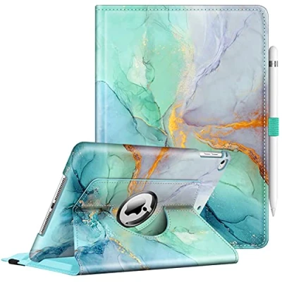 Image of Fintie Rotating Case for iPad 6th / 5th Generation (2018 2017 Model, 9.7 Inch), Air 2 (9.7 1 Inch) 360 Degree Protective Stand Cover Auto Sleep, G, Emerald Marble
