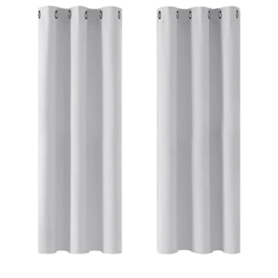 Image of Deconovo Window Treatments Thermal Insulated Room Darkening Curtains Eyelet for Girls Bedroom Silver Grey 42 x 54 Inch 2 Panels