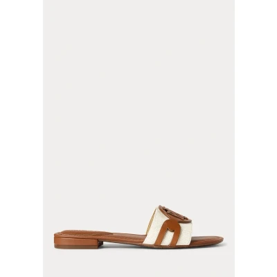 Image of Lauren Ralph Alegra Mules, Women&#039;s, Size: 3.5, Natural/deep saddle Leather and textile