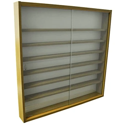 Image of WATSONS REVEAL 6 Shelf Glass Wall Collectors Display Cabinet Oak