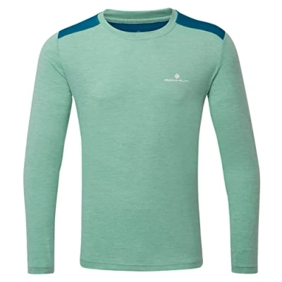 Image of RONHILL Running, Men&#039;s Life L/S Tee, DarkCobaltMarl/Sunray, S