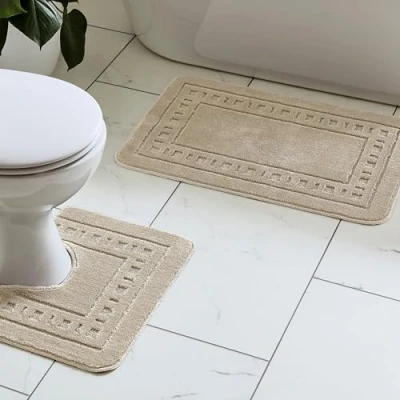 Image of Catherine Lansfield Armoni Bath Mat and Pedestal Set Natural