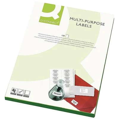 Image of Q Connect Multipurpose Copier Labels 210x287mm 1 Per Sheet White (Pack of 100)