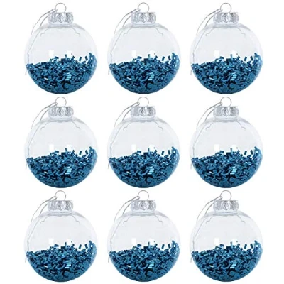 Image of Mr Crimbo 9 Pack Shaker Christmas Tree Baubles Xmas Decorations 8cm Deep Blue