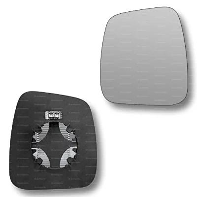Image of Less4spares Replacement Wing Mirror Glass Left Compatible with Fiat Qubo 2008 2019 CLIP ON Passnager Near Side N/S Heated Convex